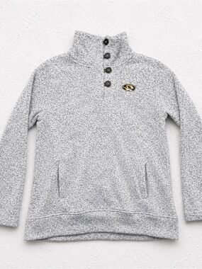 Missouri Tigers Champion Elite NCAA Pullover Gray‎ Mock Neck Sweatshirt Mens